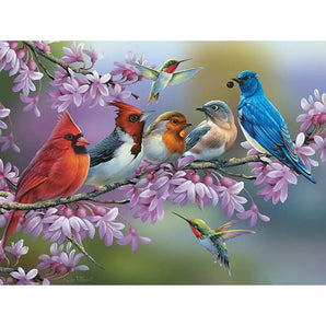 Birds On A Flowering Branch Jigsaw Puzzle