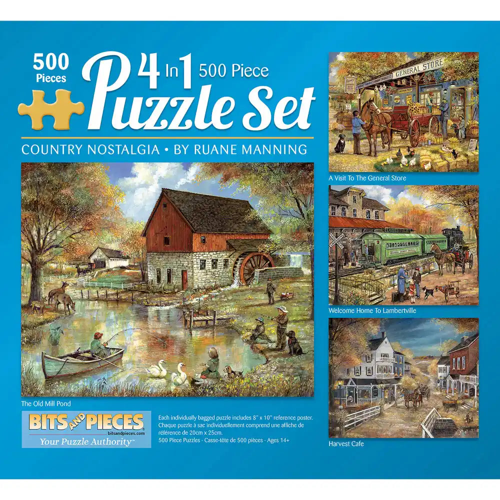 Country Nostalgia: 4-in-1 Multipack Puzzle Set | Bits and Pieces Country Nostalgia: 4-in-1 Multipack Puzzle Set | Bits and Pieces