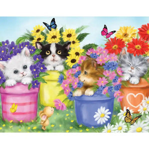 Cats In Flower Pots Jigsaw Puzzle