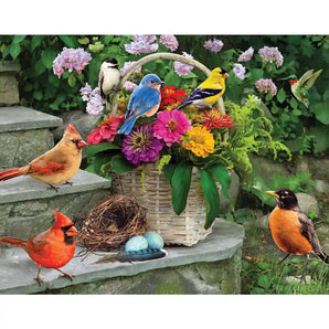 Birds On The Porch Steps Jigsaw Puzzle