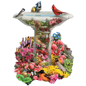 Birdbath Garden Shaped Jigsaw Puzzle
