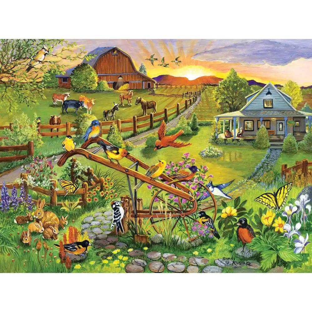 Birds, Blooms And Barns 1000 Piece Jigsaw Puzzle Bits and Pieces