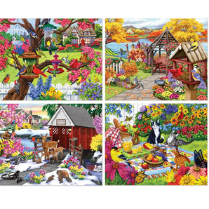 Rustic Gardens 4-in-1 Multi-Pack Puzzle Sets
