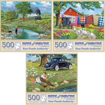 Set of 3 John Sloane 500 Piece Jigsaw Puzzles
