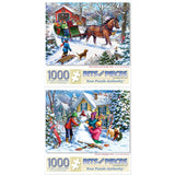 Set of 2 Cozy Winter Memories 1000 Piece Puzzles
