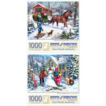 Set of 2 Cozy Winter Memories 1000 Piece Puzzles