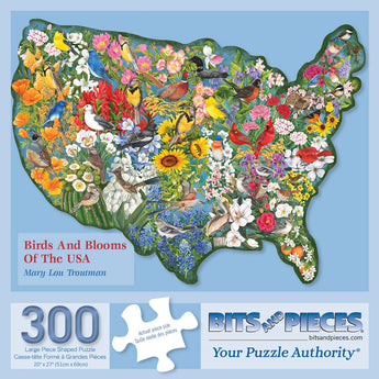 Birds And Blooms Of The USA Shaped Jigsaw Puzzle