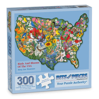 Birds And Blooms Of The USA Shaped Jigsaw Puzzle