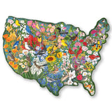 Birds And Blooms Of The USA Shaped Jigsaw Puzzle