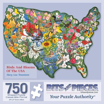 Birds And Blooms Of The USA Shaped Jigsaw Puzzle