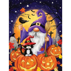 Halloween Gnome And Cat Jigsaw Puzzle