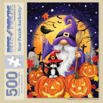 Halloween Gnome And Cat Jigsaw Puzzle