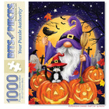 Halloween Gnome And Cat Jigsaw Puzzle
