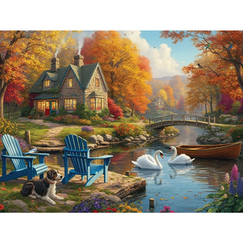 Autumn By The Cozy Cottage Jigsaw Puzzle
