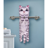 Cat Hand Towel Gray Tabby