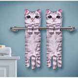 Cat Hand Towel Gray Tabby