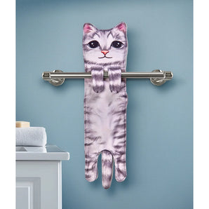 Cat Hand Towel Gray Tabby