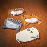 Set of 4 Felt Cat Coaster