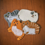Set of 4 Felt Cat Coaster