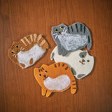 Set of 4 Felt Cat Coaster