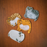 Set of 4 Felt Cat Coaster