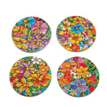 Floral Stained Glass Coasters
