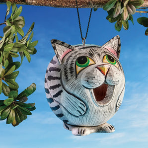 Cat-Shaped Wooden Birdhouse