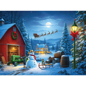 Christmas Eve Moonlit Farm Jigsaw Puzzle