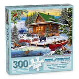 Cabin Sunset In Winter Jigsaw Puzzle
