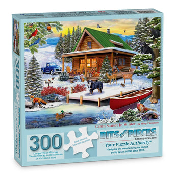 Cabin Sunset In Winter Jigsaw Puzzle