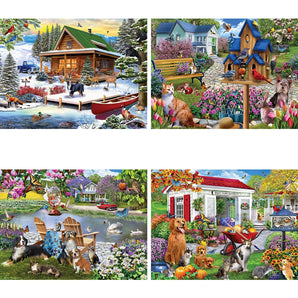 Set of 4 Mary Thompson Jigsaw Puzzles