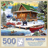 Cabin Sunset In Winter Jigsaw Puzzle