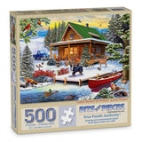 Cabin Sunset In Winter Jigsaw Puzzle