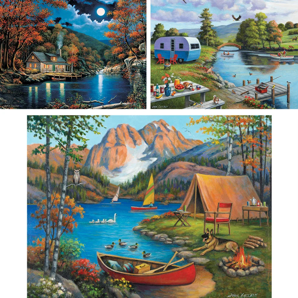 Set of 3 John Zaccheo Jigsaw Puzzles