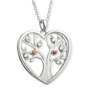 Customizable Tree of Life Birthstone Necklace-Silver Plated