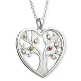 Customizable Tree of Life Birthstone Necklace-Silver Plated