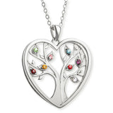 Customizable Tree of Life Birthstone Necklace-Silver Plated