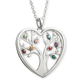 Customizable Tree of Life Birthstone Necklace-Silver Plated