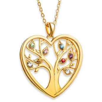 Customizable Tree of Life Birthstone Necklace-Gold Plated