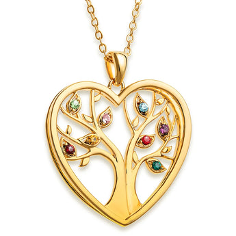 Customizable Tree of Life Birthstone Necklace-Gold Plated