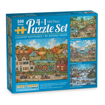 Country Keepsakes 4-in-1 MultiPack Jigsaw Puzzle Set | Bits and Pieces