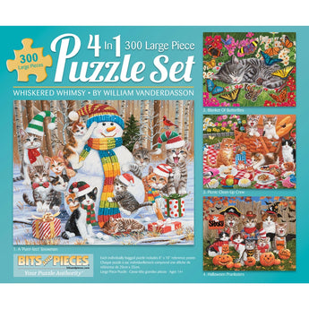 Whiskered Whimsy 4-in-1 Multipack Jigsaw Puzzle Set | Bits and Pieces