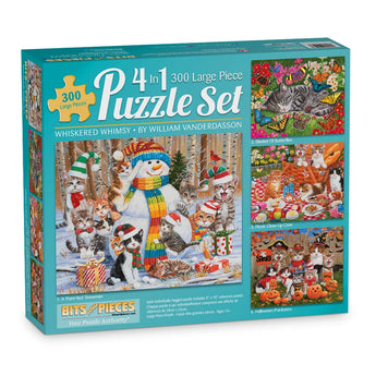 Whiskered Whimsy 4-in-1 Multipack Jigsaw Puzzle Set | Bits and Pieces