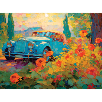 Classic Blue Car with Poppies Jigsaw Puzzle | Bits and Pieces