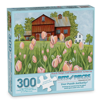 Peach Tulips and Bumblebees Jigsaw Puzzle | Bits and Pieces