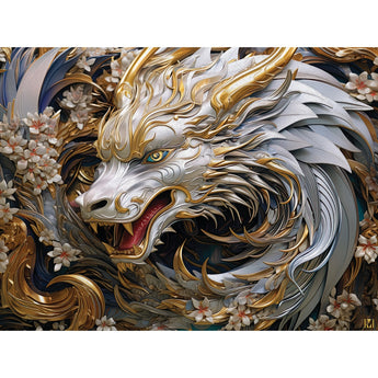 GOLDEN GOTHIC FOIL JIGSAW PUZZLE　ジグソーパズル White Dragon Foil Jigsaw Puzzle | Bits and Pieces