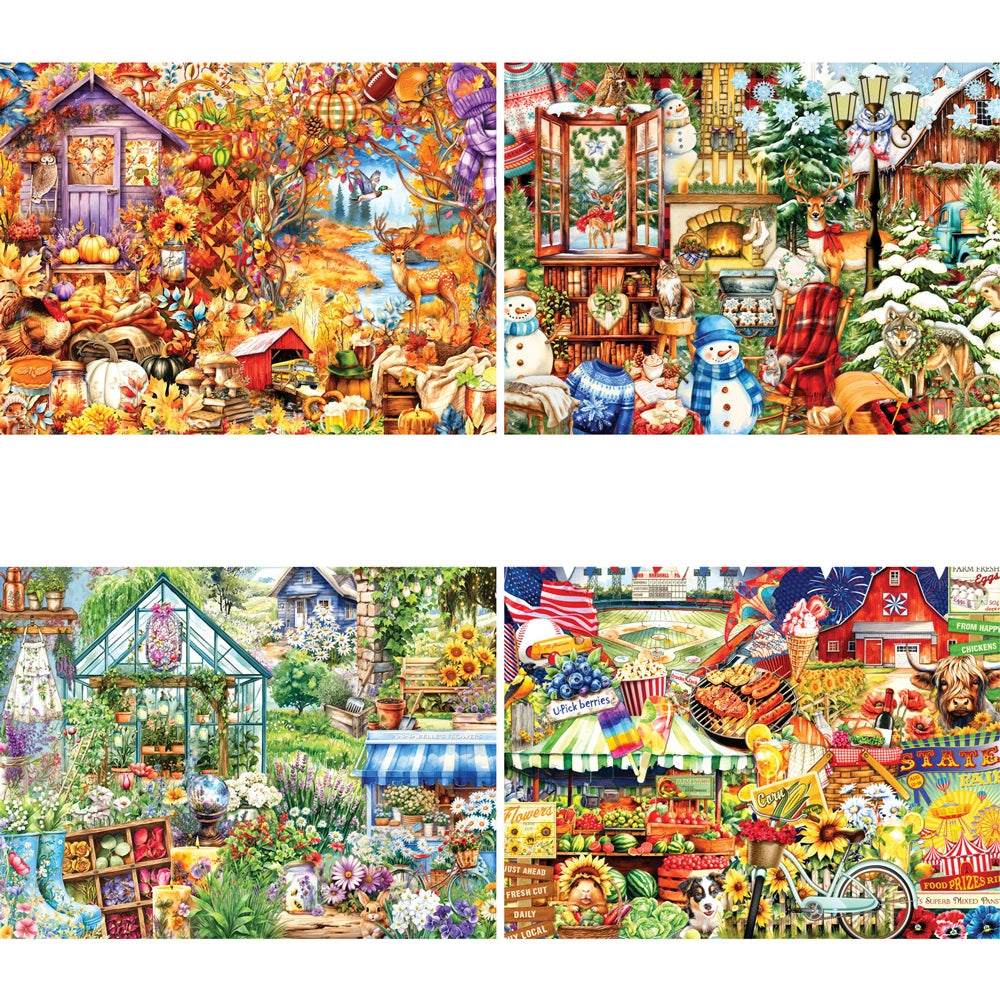 Set of 4: Seasons in Full Color Puzzle Collection | Bits and Pieces