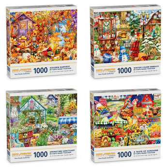 サブルアートキット　4セット Set of 4: Seasons in Full Color Puzzle Collection | Bits and Pieces