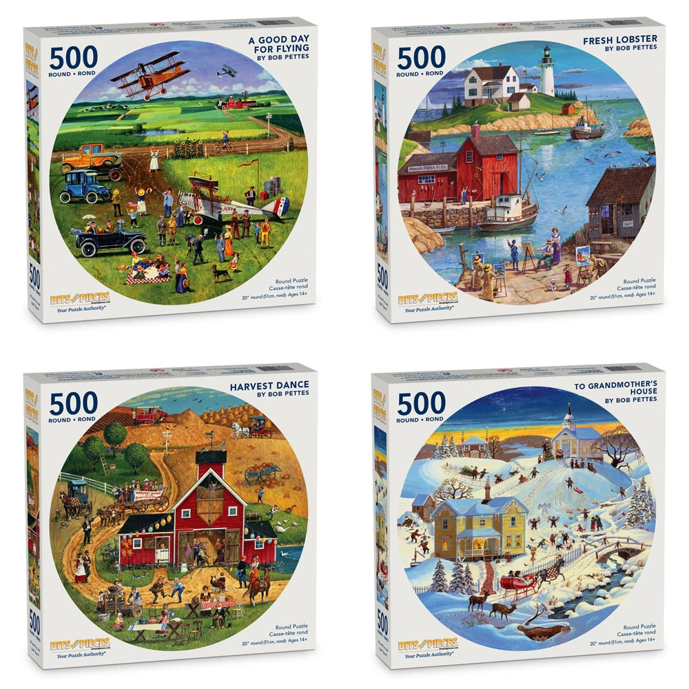 Set of 4: Roundabout Americana Puzzle Collection | Bits and Pieces