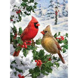 350 Piece Round 14 In Jigsaw Puzzle Colorful Flowers Birds Cardinal Sealed 